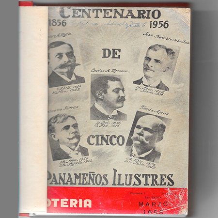 Portada de la Revista Lotería de marzo de 1956, Centenario de cinco panameños ilustres